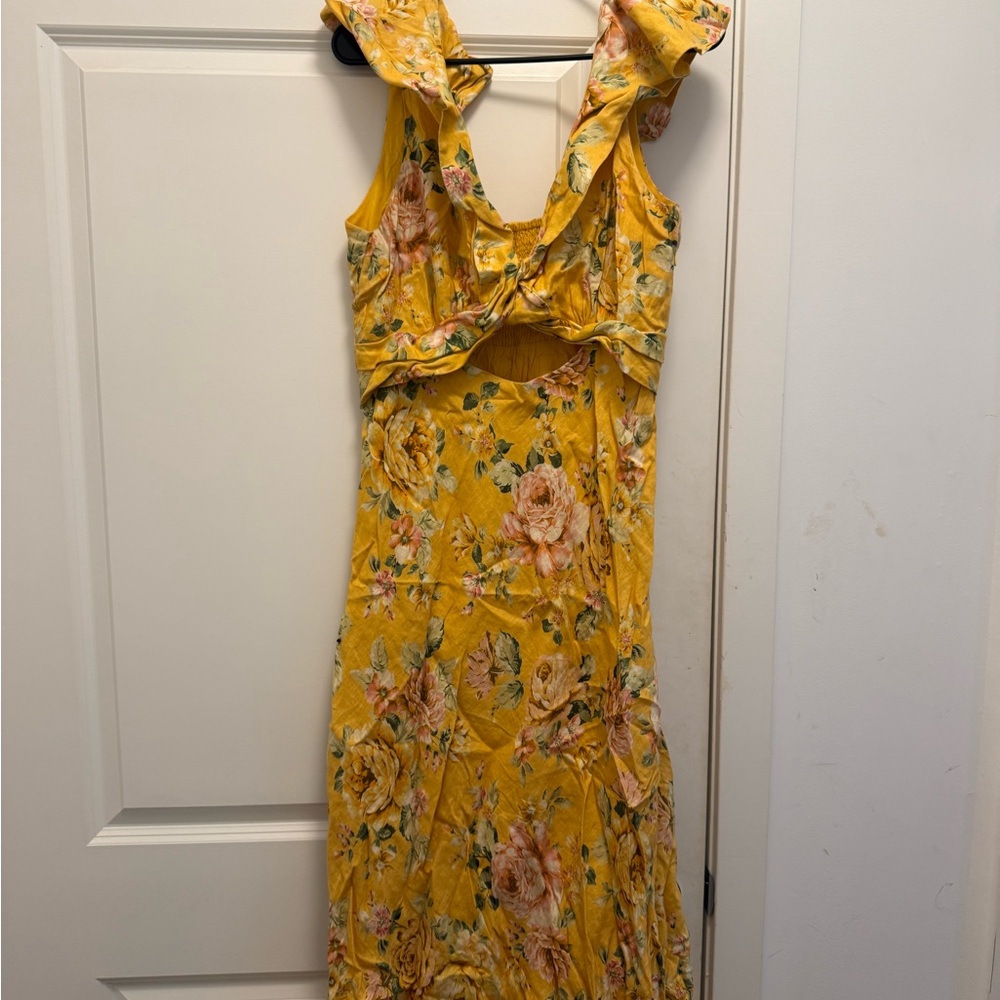 Forever New Yellow Floral Backless Dress